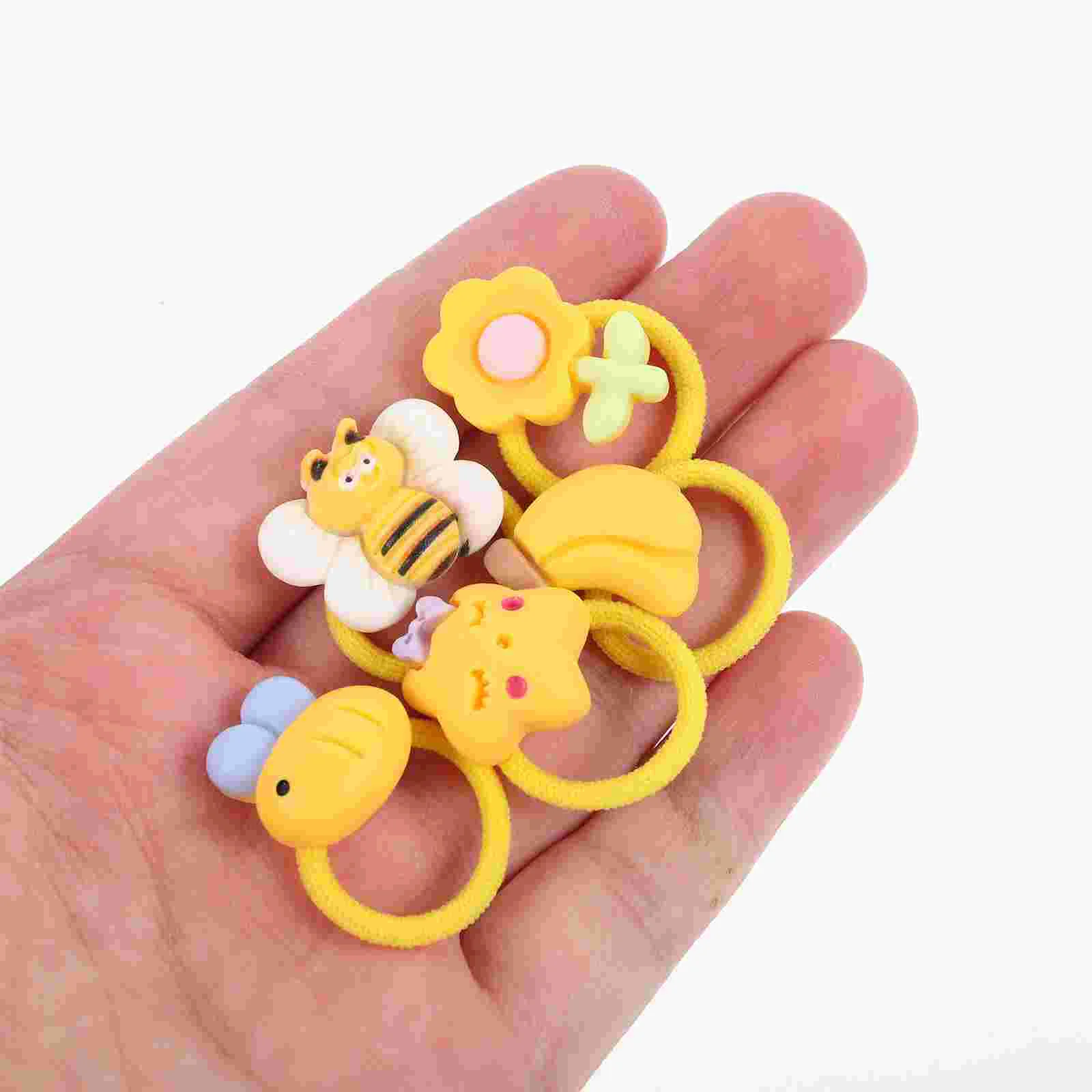 10 Pcs Puppy Pet Rubber Band Hair Ties for Small Dogs Accessories Yellow Headdress