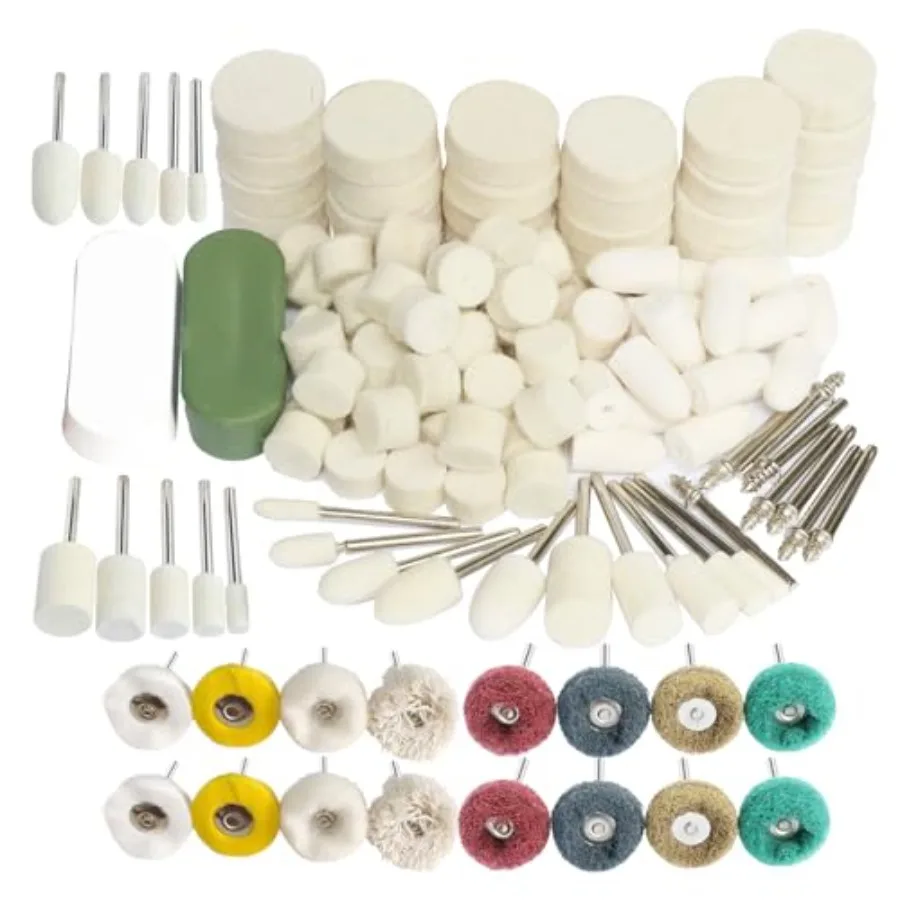 

146PCS Abrasive Wheel Buffing Polishing Wheel Set Rotary Tool Accessories Kit Wool Felt Pad for Metal Glass Stone Polishing