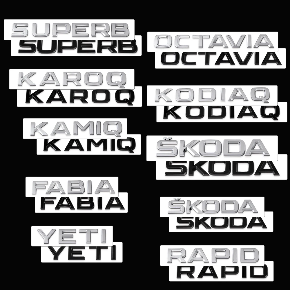 1 unidad de adhesivo decorativo 3D ABS para el maletero trasero del coche, repuesto para Skoda Rapid, Fabia, Octavia, Superb, Yeti, Kodiaq, Karoq, Kamiq