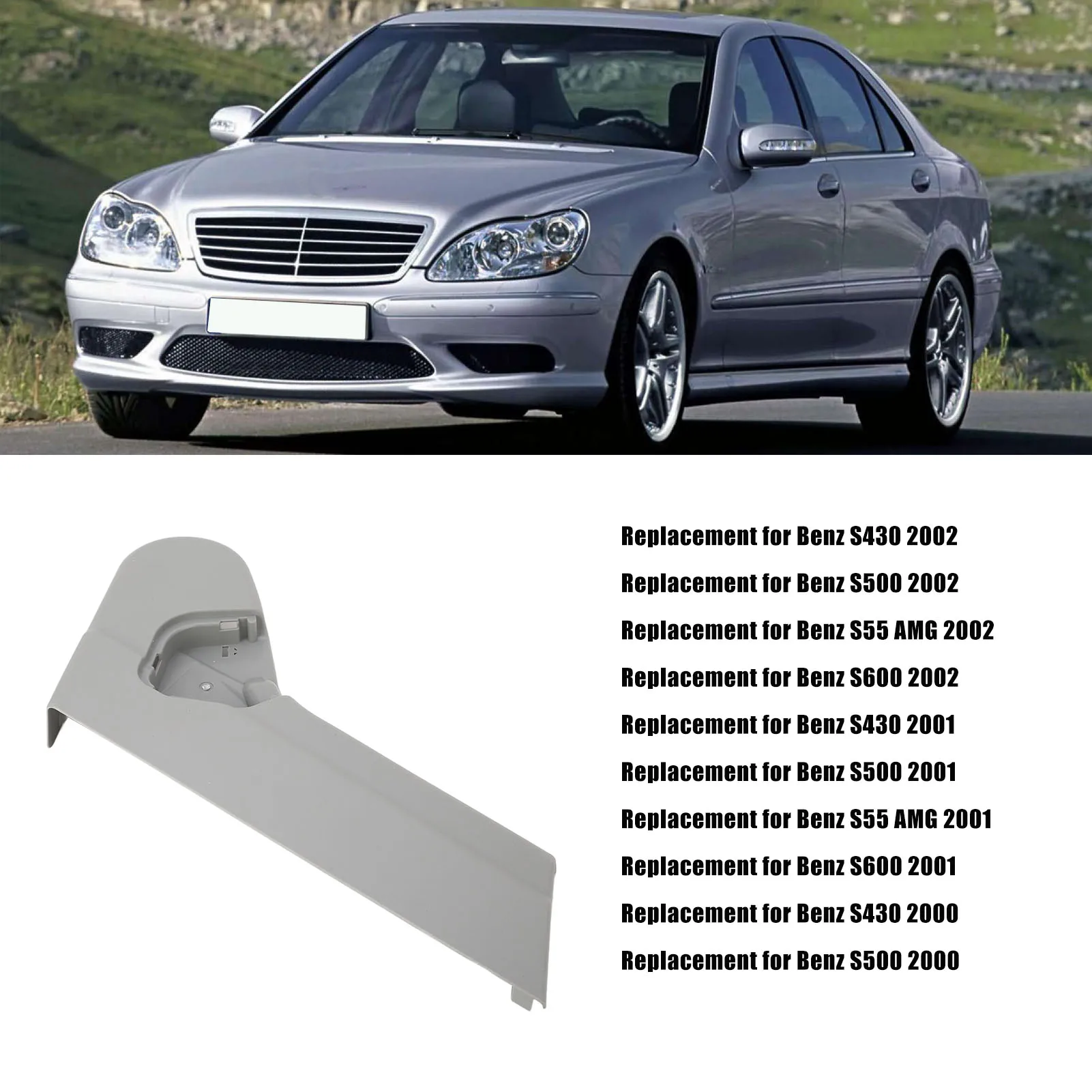 Right Side Seat Trim Cover 2209103018 Precise Fit Replacement for Mercedes-Benz W220 S500 2000-2002 Grey