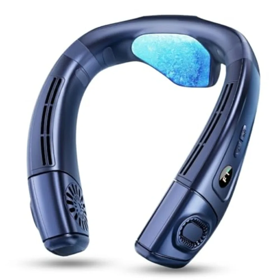 

Portable Neck Air Conditioner Upward and Downward Back Airflow Wearable Fan Large Cooling Plate 6000mAh Battery Lightweight Bla