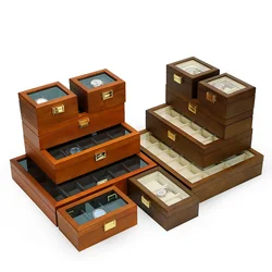 1/2/3/5/10 Slots High End Wood Watches Bracelet Holder Box Gift Packing Case For Luxury Watches Vintage Wood Color Jewelry Box