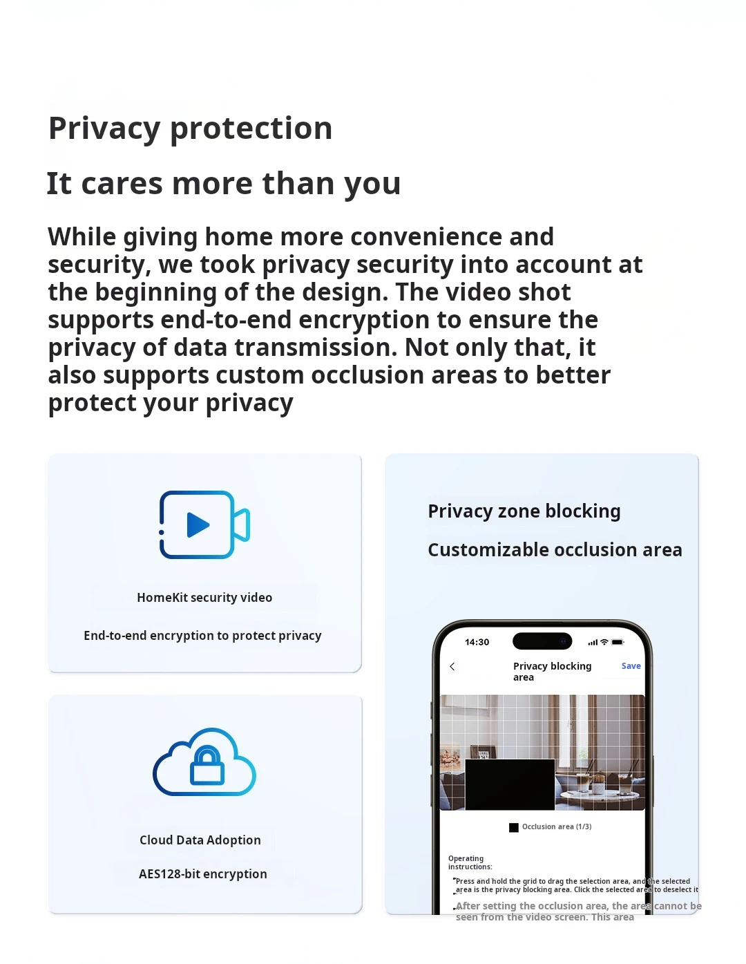Fotocamera intelligente Aqara 2K HD E1 360 °   Visualizzazione video sicura Audio bidirezionale per interni Wifi 6 IP Surveilla AI Cloud Camera per Apple Homekit