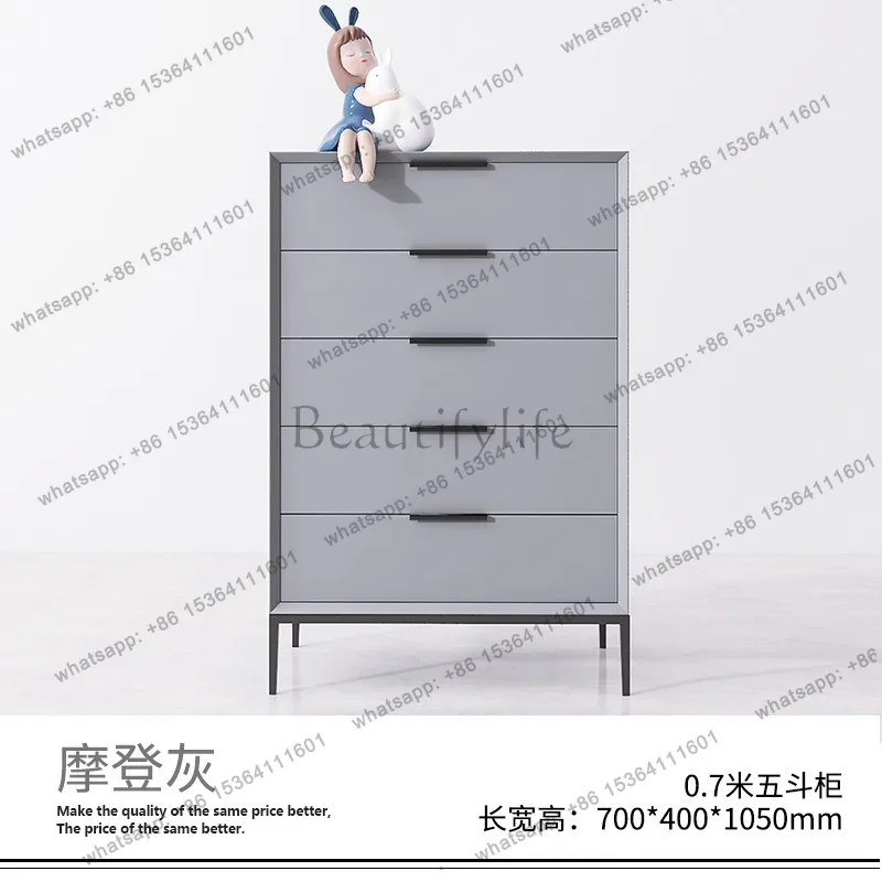 Italian minimalist baking paint modern minimalist living room light luxury solid wood storage complete bedroom bedside storage
