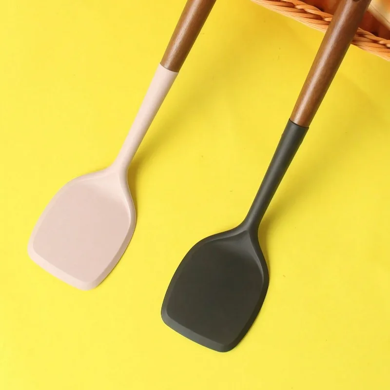 

Silicone Spatula with Wooden Handle Durable Non-Stick Pan Specialized Cooking Utensil Heat-Resistant Household Kitchen Tool