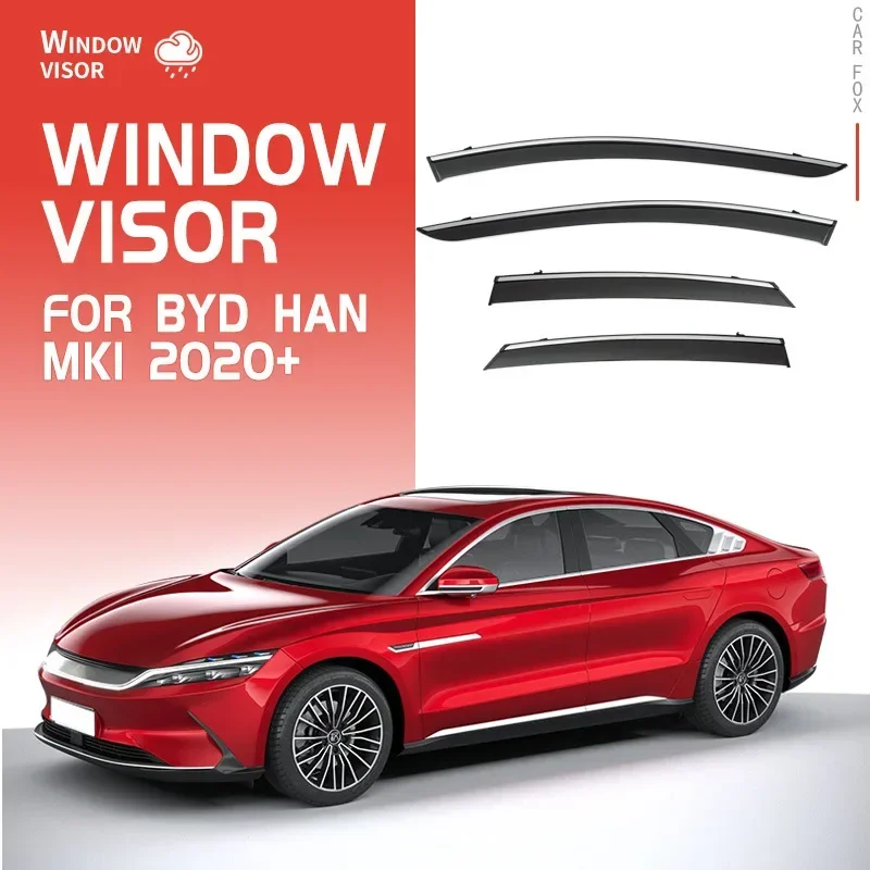 Weathershie For BYD Han E9 20 2021 2022 2023 24 Chrome Window Trim Car Cover Waterproof Visors Accessories Awnings Sun Guard