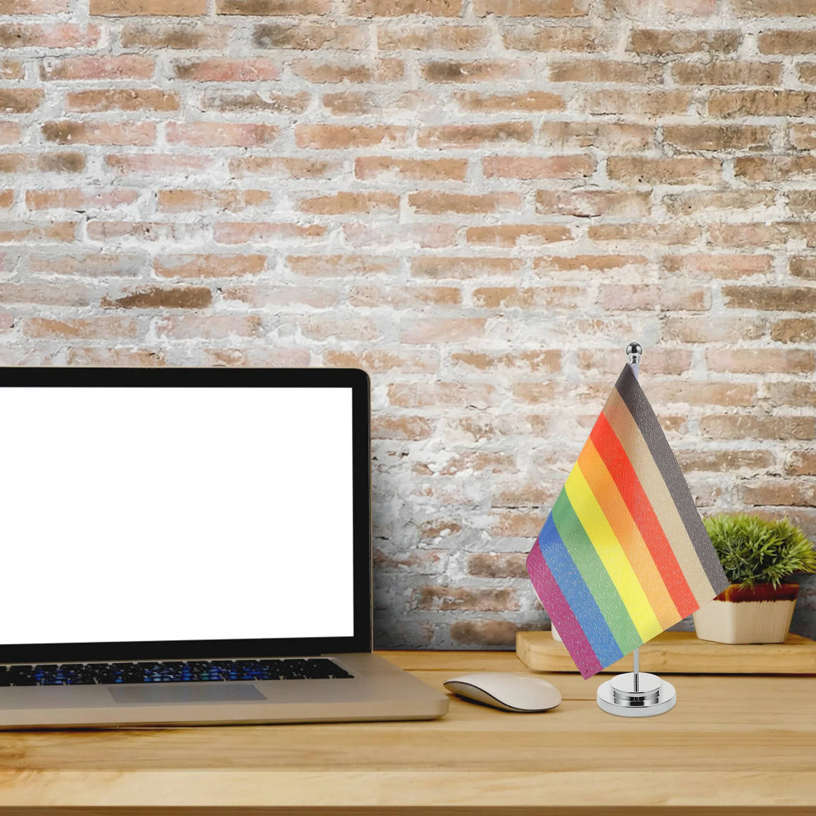 

1Set Table Pride Rainbow Flags Metal Polyester Party Decoration Flags for Lesbian Bisexual Gay Support