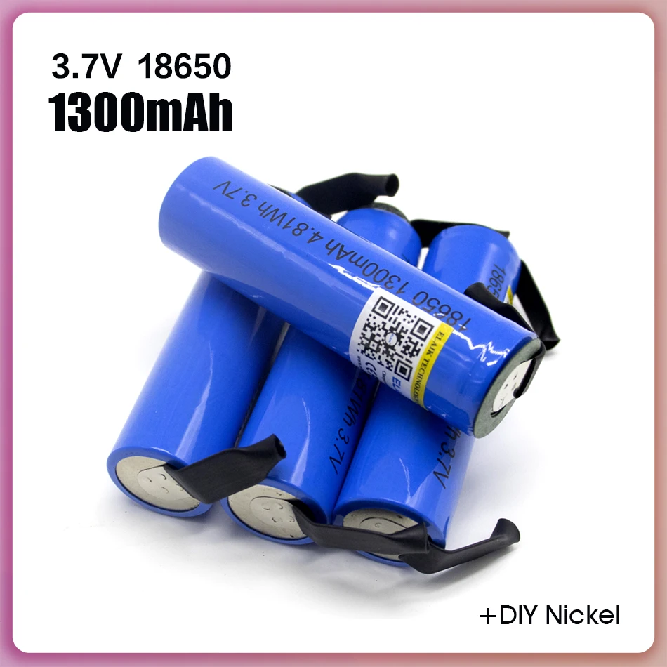 Battery Rechargeable battery 18650 1300mAh 3,7V lithium Li-ion battery DIY Nickel