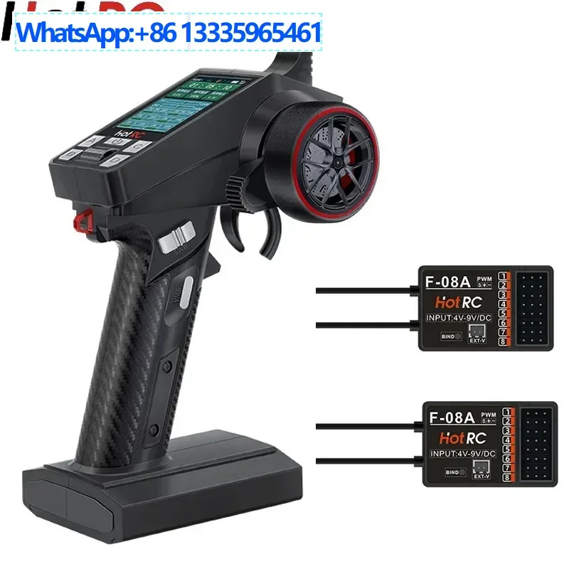 

HOTRC CT-8A color screen remote control 8-channel RC car model ship model mixed control climbing car control + receiver accessor