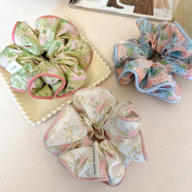 

Temperament Floral Scrunchies Hair Accessories Simple Hair Band Women Girls Ponytail Holder Hair Rubber Bands Hair Ties