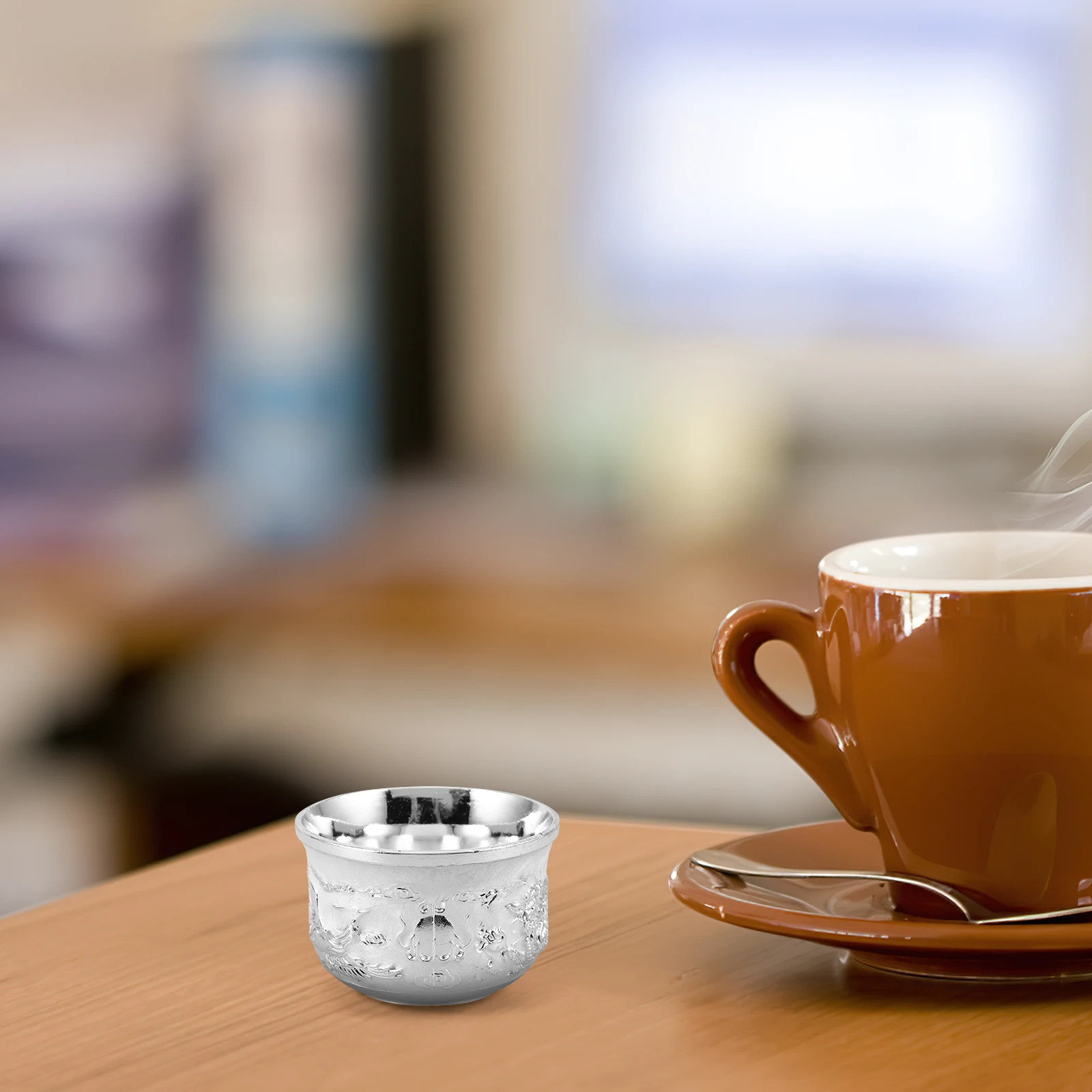 

Vintage Chinese Style Tea Cup Zinc Alloy Retro Teaware Set for Home Bar Decor Small Metal Drink Cup Perfect Gift Wine Whiskey