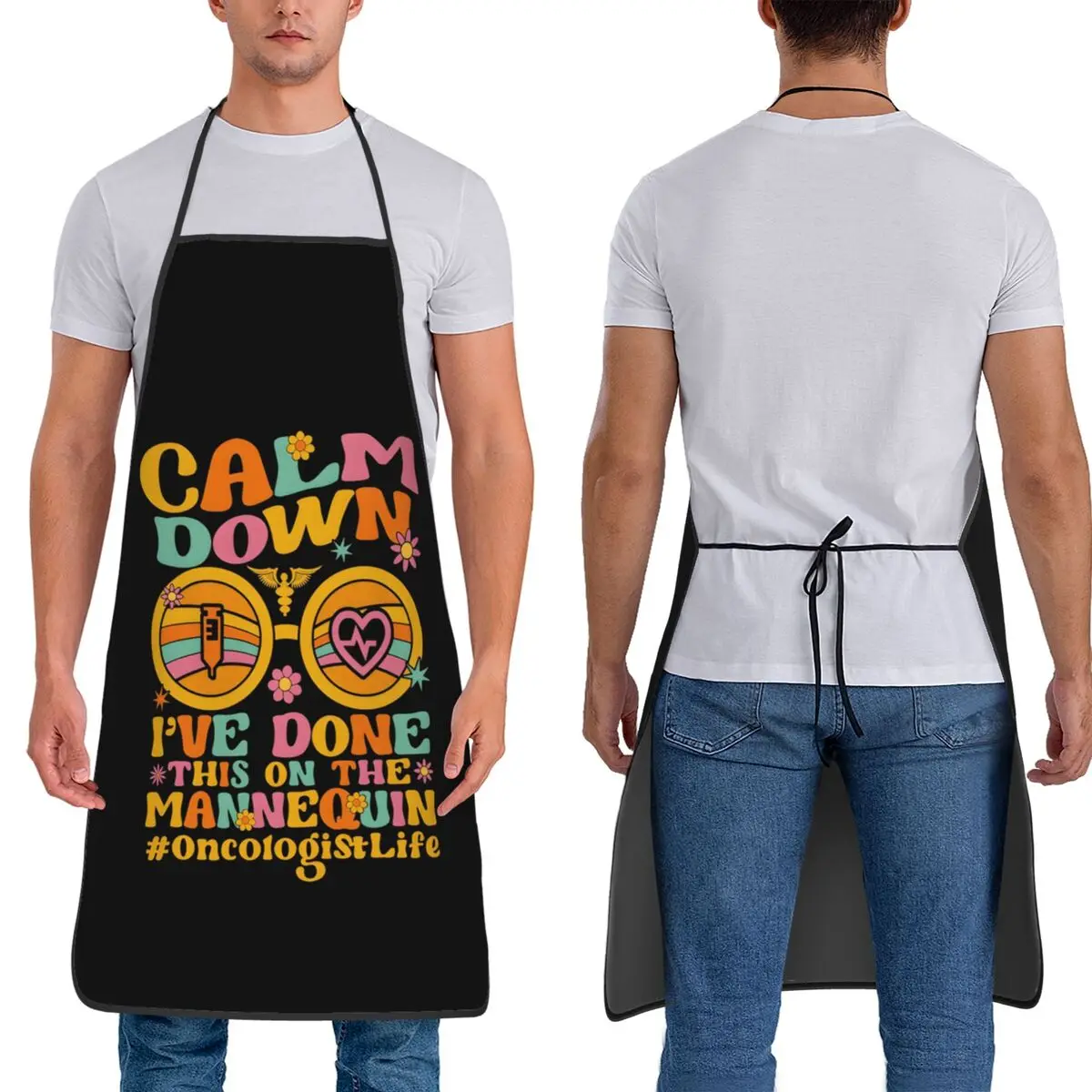 

Oncologist Calm Down I'Ve Done This On A Nequin Aprons Chef Cooking Baking Tablier Sleeveless Bib Kitchen Cleaning Pinafore