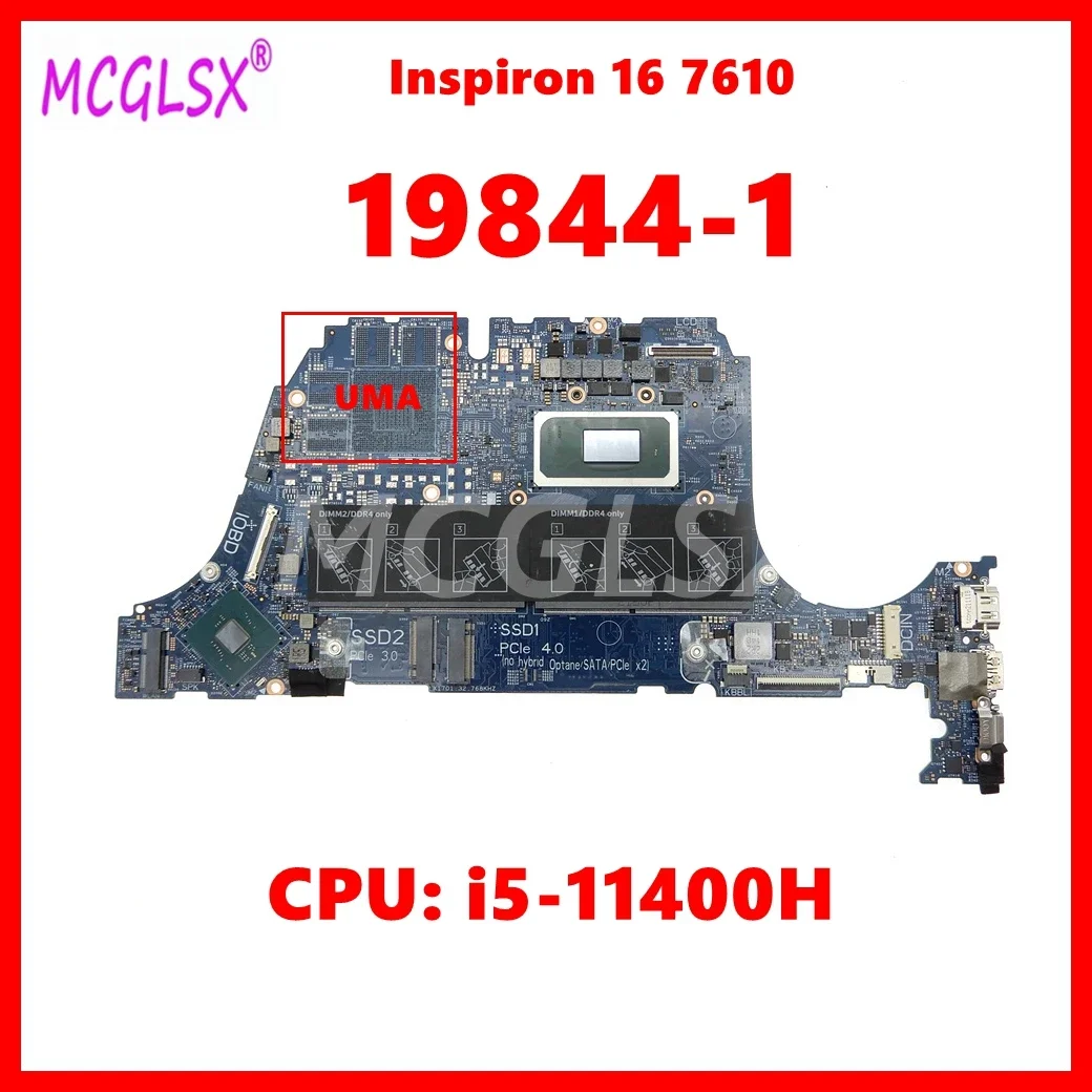 19844-1 Notebook Mainboard For DELL Vostro 15 7510 Inspiron 16 7610 Laptop Motherboard with i5-11400H CPU UMA 100% Tested OK