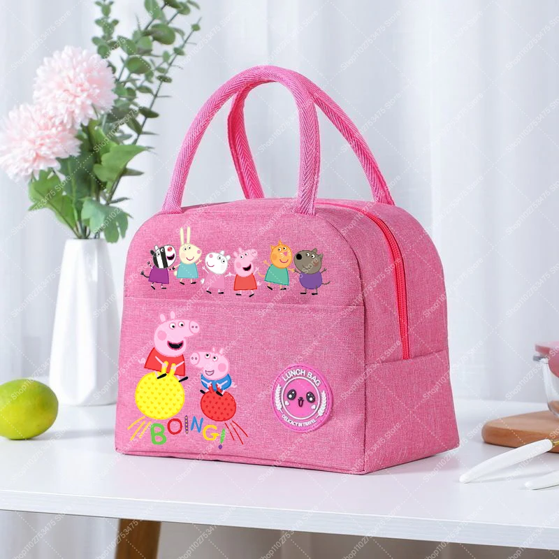Girl Anime Cute Lunch Tote Cartoon Peppa Pigs Zip Handbag Casual Food Insulation Bag Fashion Printed Storage Pouch Gifts 2026 - view 6