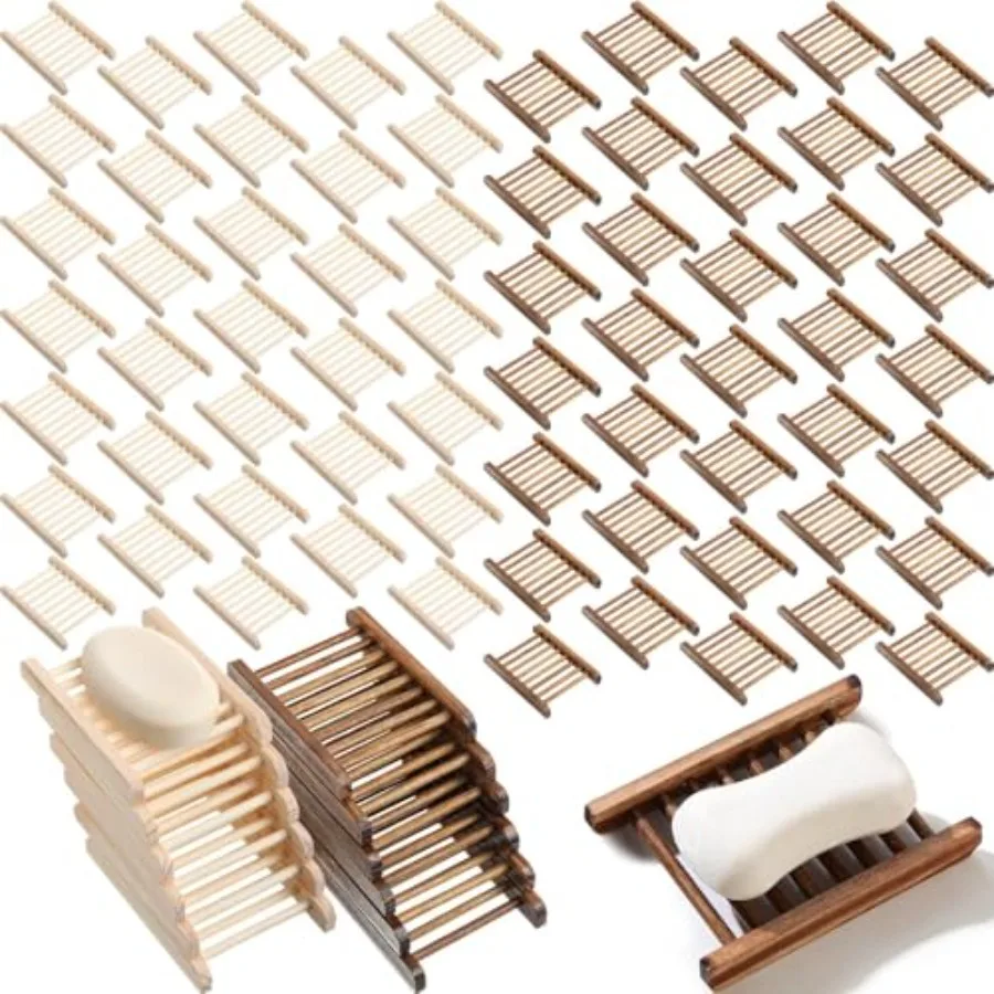 

Набор из 80 бамбуковых деревянных мыльниц ручной работы для ванной комнаты, душа и дома