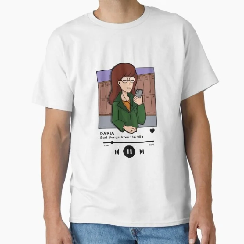 

Sad Songs Retro Sick sad world Daria tv show Gift t shirt 90s Nostalgia cartoon printed Graphic Clothes 100% cotton Y2K clothing