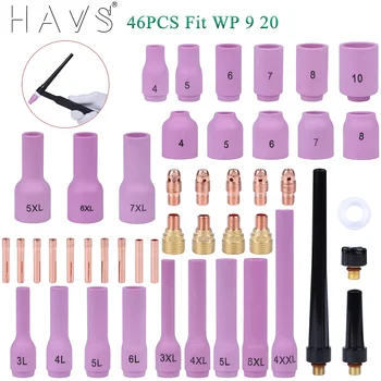 46pcs TIG Welding Torch Stubby Gas Lens for WP9 WP20 TIG Back Cap Collet Bodies Spares Kit Durable Practical Accessories