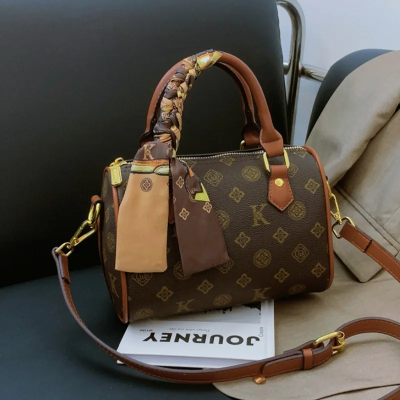 

Fashion Women Retro Printed Versatile Shoulder Bag Vintage Floral Women's Pillow Handbag Street Style Soft Leather Crossbody Bag