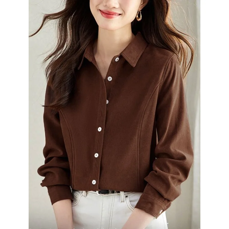 

Brushed Thickened Shirt Women's Autumn and Winter 2025 New Style Top Fashion Long-sleeved Cardigan