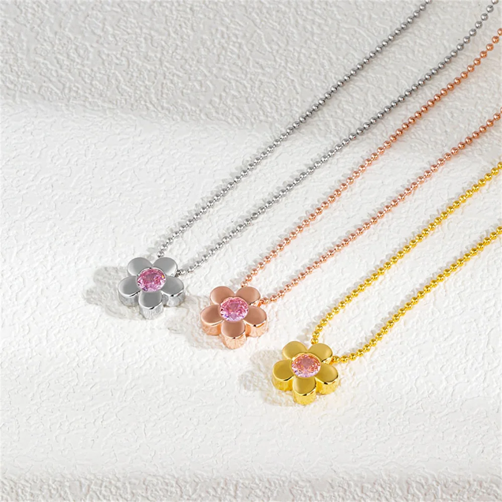

Korean S925 Necklace - Emerald Small Flower Zircon, Minimalist Fresh, Sweet Fairy Collar