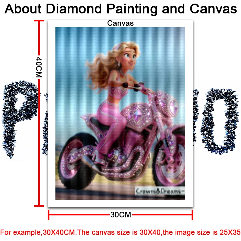 ديزني الأميرة الماس اللوحة إلسا فروزن دراجة نارية سيارة رياضية ديكور المنزل كامل مربع ومستدير فسيفساء التطريز عبر غرزة