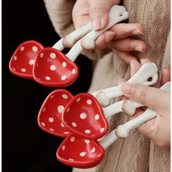 High Appearance Level Soup Spoon Cute Cartoon Dessert Spoon Ceramic Mushroom Coffee Spoon Underglaze Color Craft Dinnerware Set