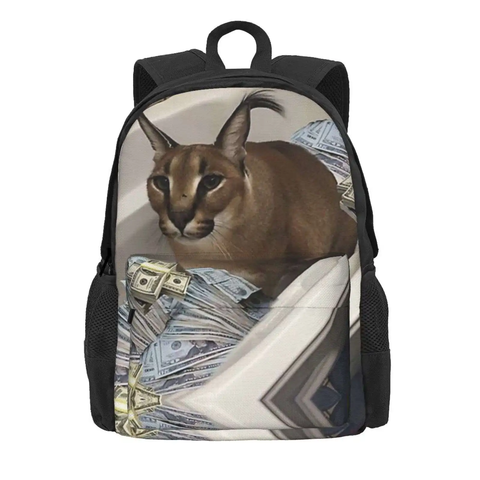 Big Floppa Cash Backpack For Student School Laptop Travel Bag Big Floppa Gosha Cat Meme Russian Cat Caracal