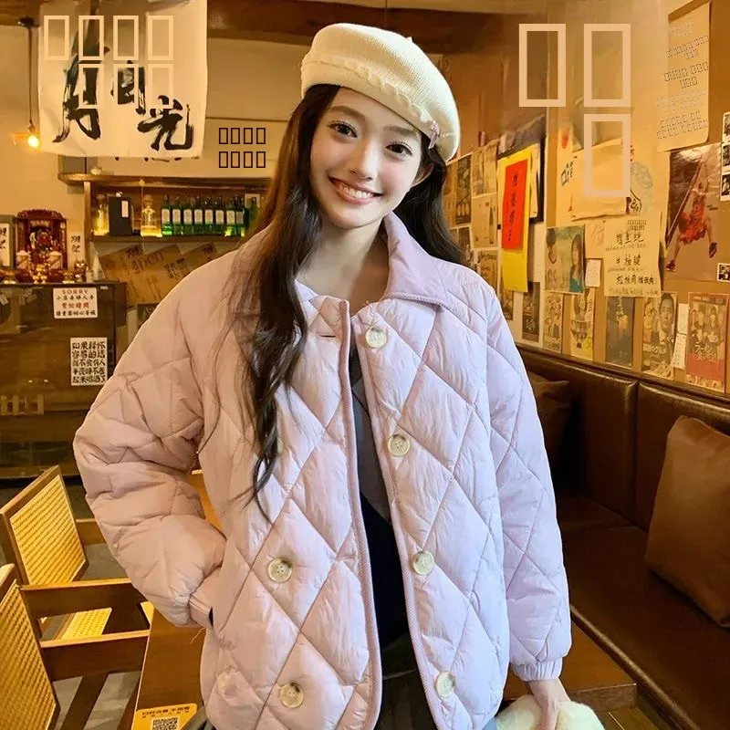 

Winter New Light Quilted Cotton Jaet Women's Faionable Anti-Aging Cotton Padded Coat Casual Loose Fit Long Sve