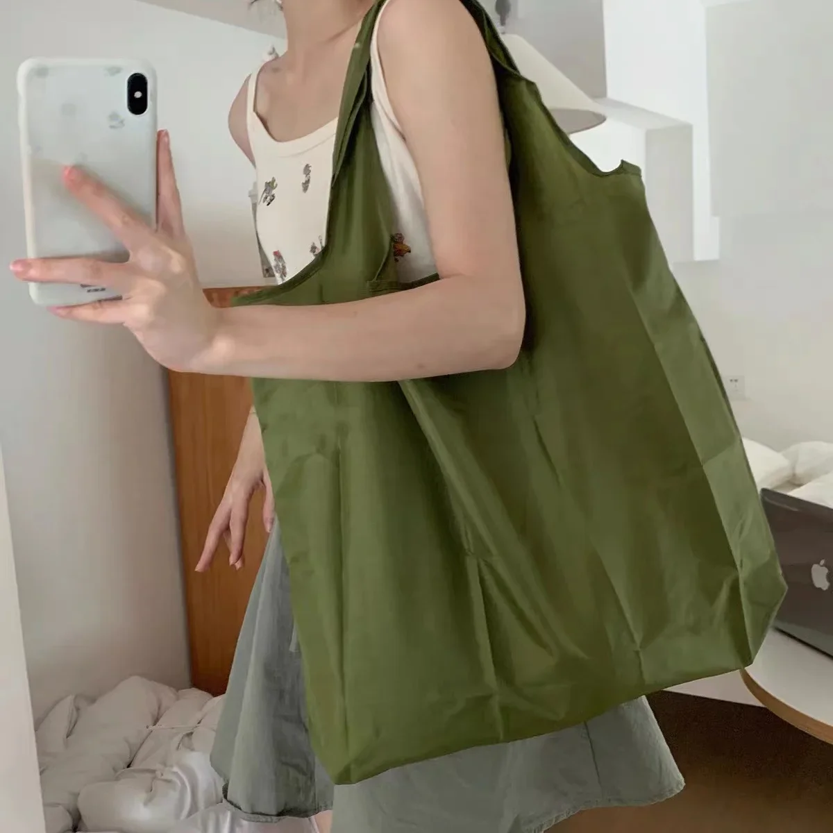 

Women Canvas Shoulder Bag Solid Color Waterproof Oxford Cloth Casual Handbag Tote Bag Large Capacity Reusable Shopping Beach Bag