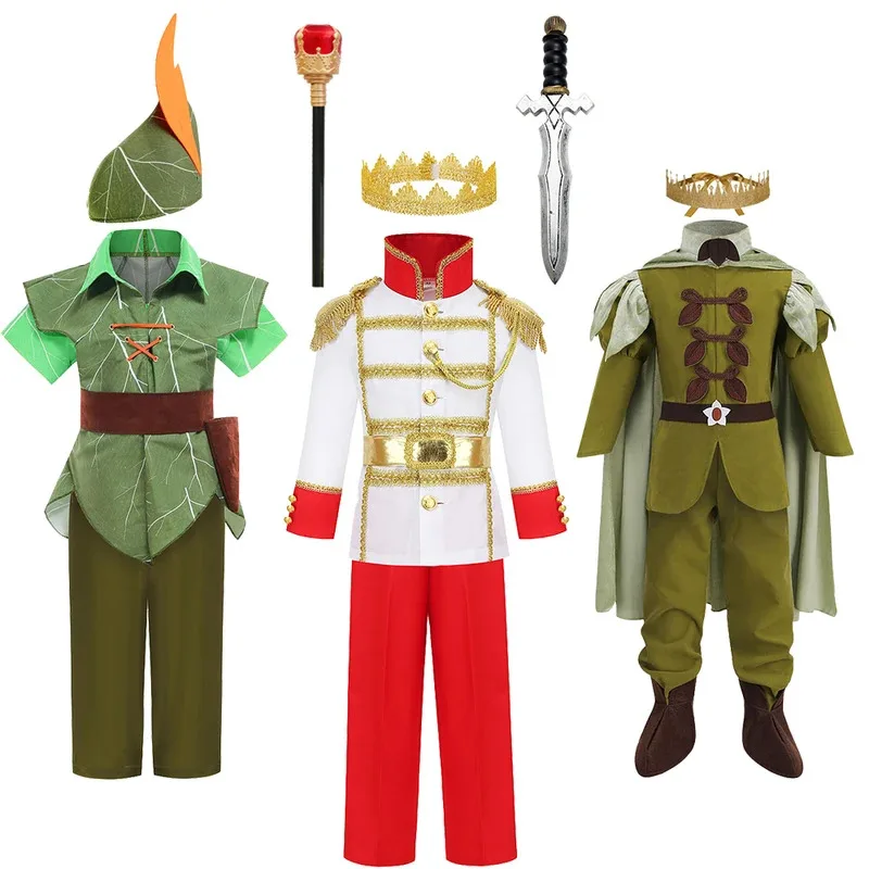 2025 Halloween Cosplay Halloween niños Peter Pan Cosplay disfraz niño Rana Príncipe Naveen ropa conjunto fiesta de cumpleaños niños Príncipe