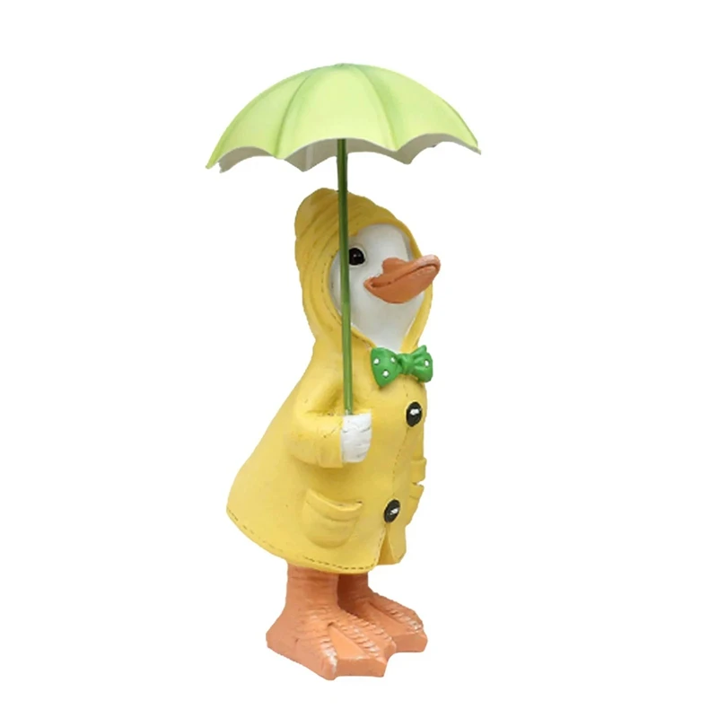 2PACK Dilly And Dally Garden Ducks Kit With Detachable Umbrella Garden Ornaments Outdoor Novelty Standing Sculpture Kit