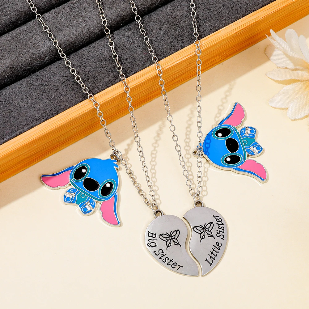 الكرتون غرزة الحب الربط قلادة قلادة رسالة BigStitch LittleStitch تصميم لطيف هدية لأفضل الأصدقاء #4