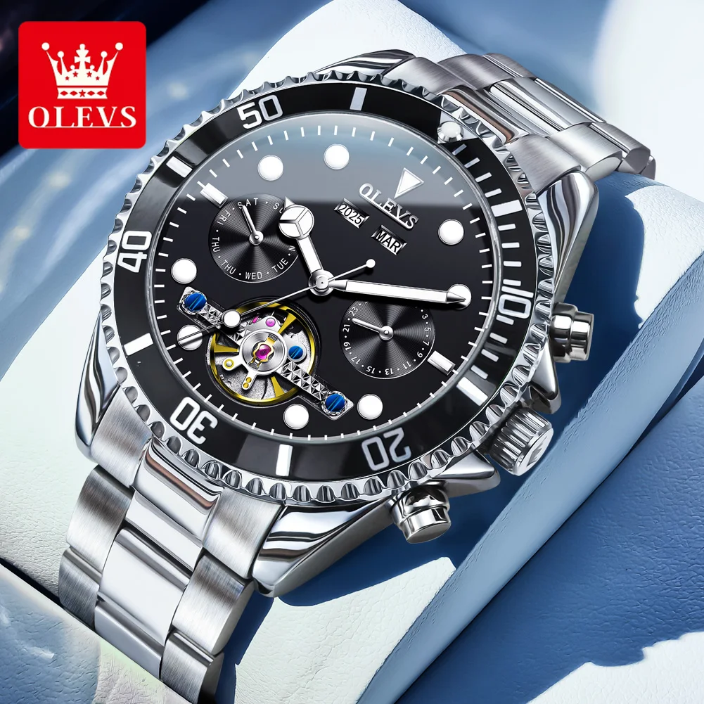 

Брендовые мужские часы OLEVS, полностью автоматические многофункциональные механические часы, деловая мода 6605