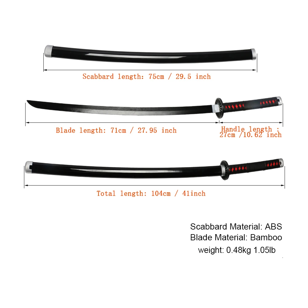 41 inch Demon Slayer Samurai Katana Sword With Belt And Holder Tanjiro Halloween Cosplay Props Decoration