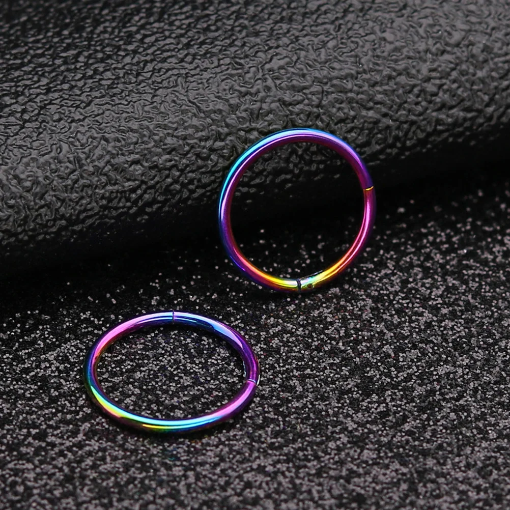 

5Pcs Nose Rings Stainless Steel Fake Nose Hoops Comfortable Adjustable Body Piercing Jewelry Ear Rings Body Piercing Jewelry