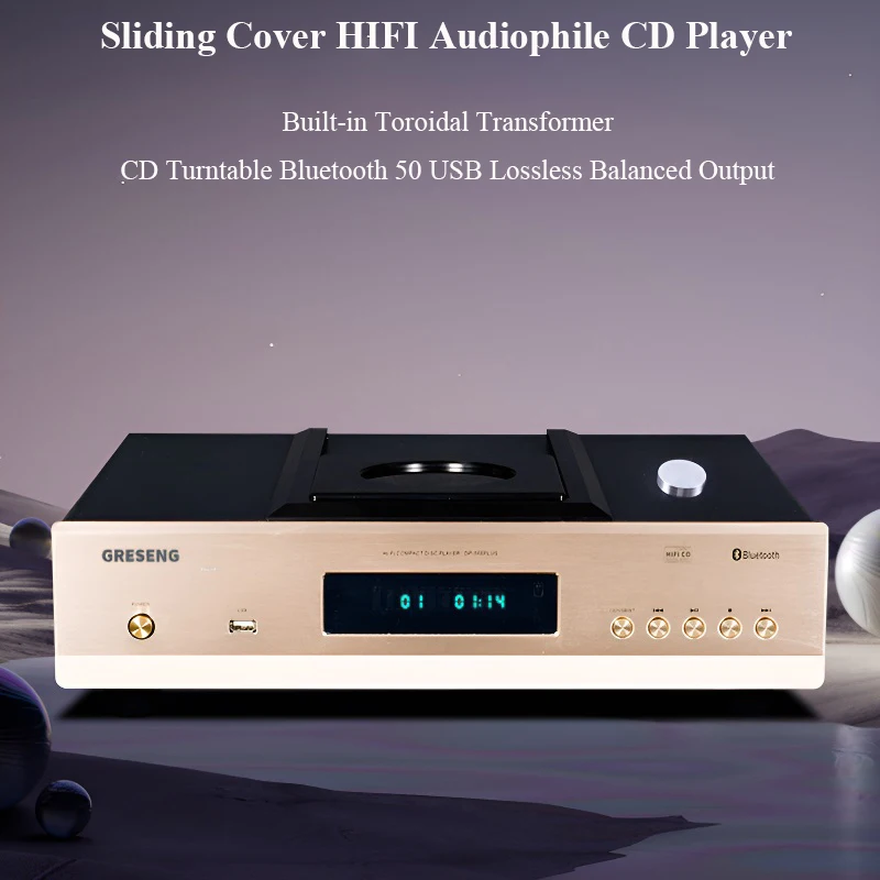

High End HIFI CD Player ES9038Q2M DAC Bluetooth 50 Top Sliding Cover Audiophile CD Music Player 24bit 192KHz Decoding DA11VZ