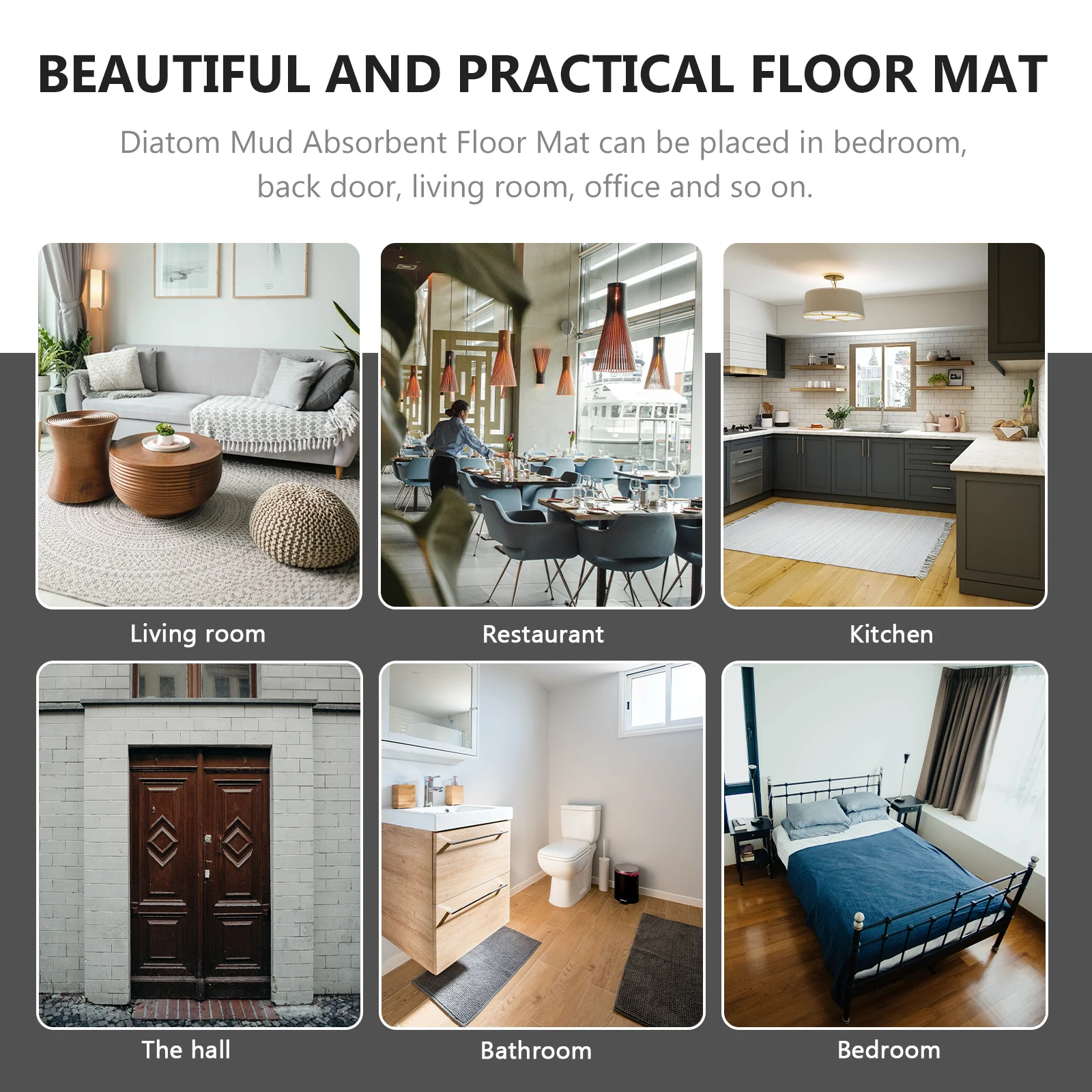 

Diatom Mud Floor Mat Anti Slip Bathroom Home Hotel Accessory Non Slipping Carpet Water Absorption Shower Decorative Bedroom