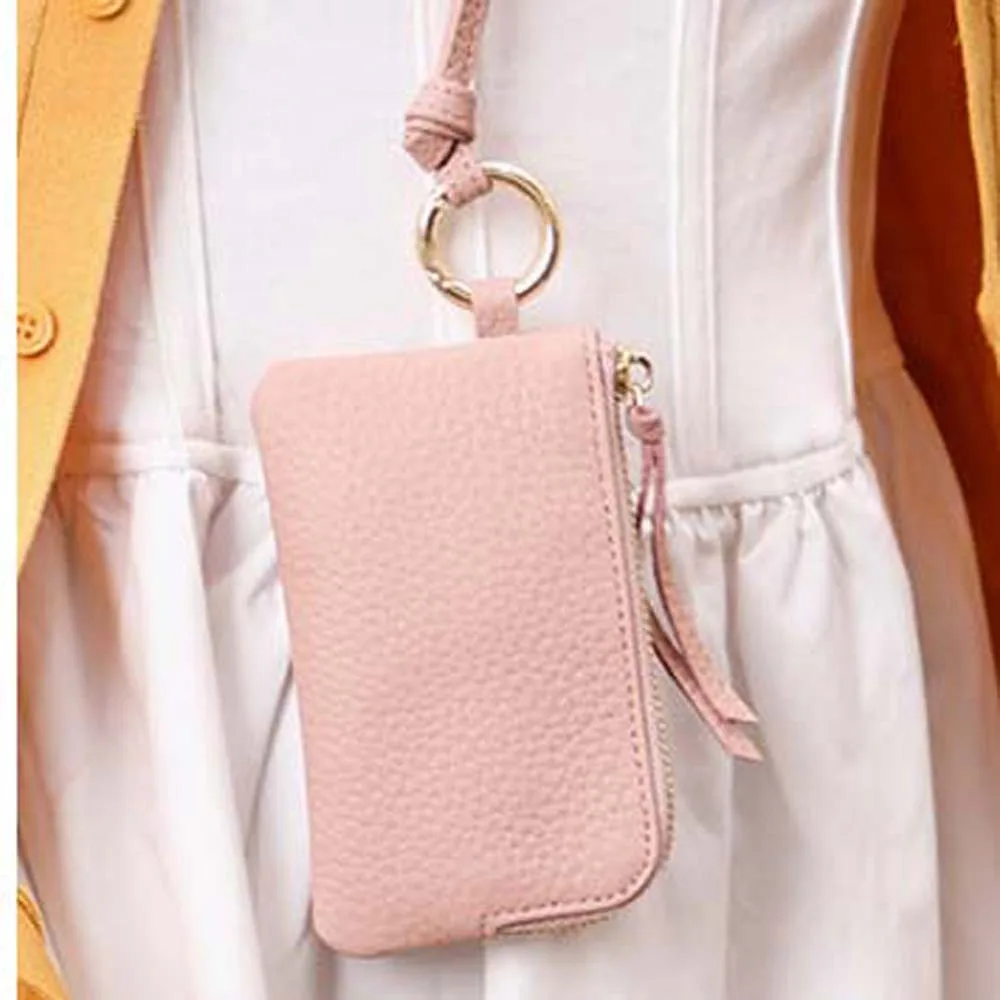 Square Hanging Neck Coin Purse Casual Zipper Soft PU Wallet Anti-splash Water Solid Color Portable Card Holder Outdoor