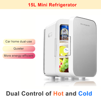 15L Car Home Auto Refrigerator DC12-24V/AC220V Dual Core Freeze Heating Food Fruit Storage Fridge Cooler for Home Travel Camping