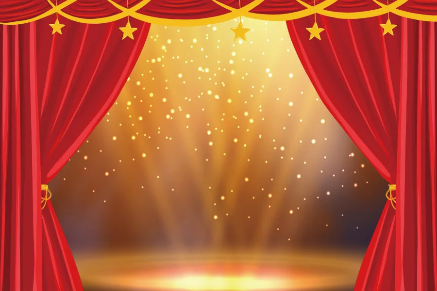 Sfondo Hollywood Per Feste Di Compleanno – Tenda Rossa Con Tappeto Popcorn, Scenografia 210x150 Cm