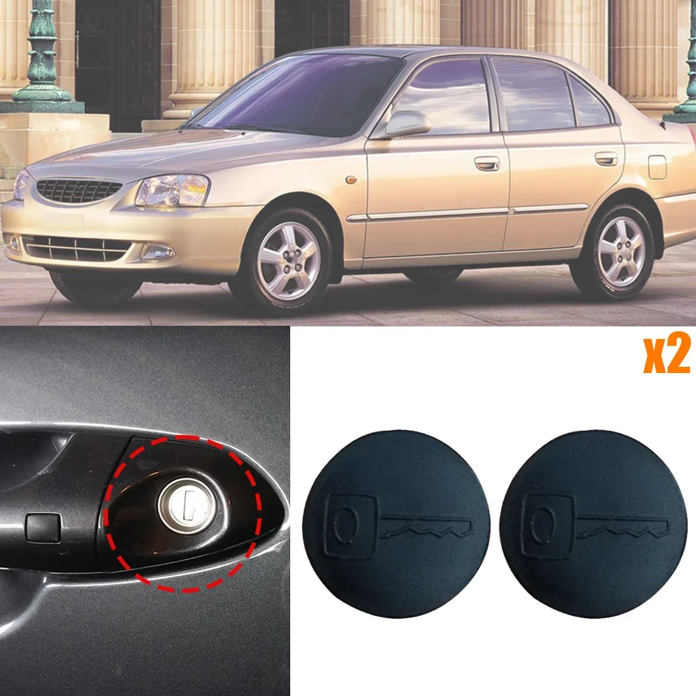 2Pcs For Hyundai Accent LC MC 1999 2000 2001 2002 2003 2004 - 2010 Auto Door Handle Tailgate KeyHole Cap Plug Clips Dustproof