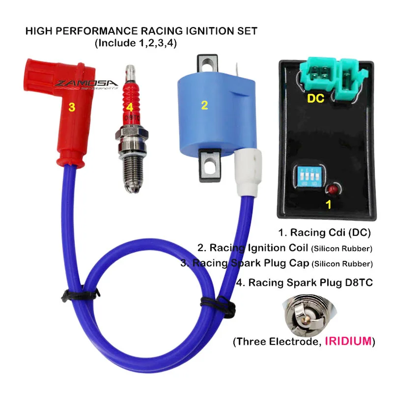 범용 점화 코일 점화 플러그 캡 레이싱 CDI, 스트리트 바이크, 오프로드 더트 바이크, ATV, D8TC, 오토바이, 4T 점화 시스템 