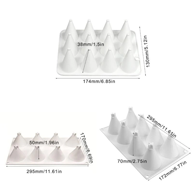 Moldes silicona forma cono Herramienta hornear para hacer pastel, chocolate, caramelo .y5ga