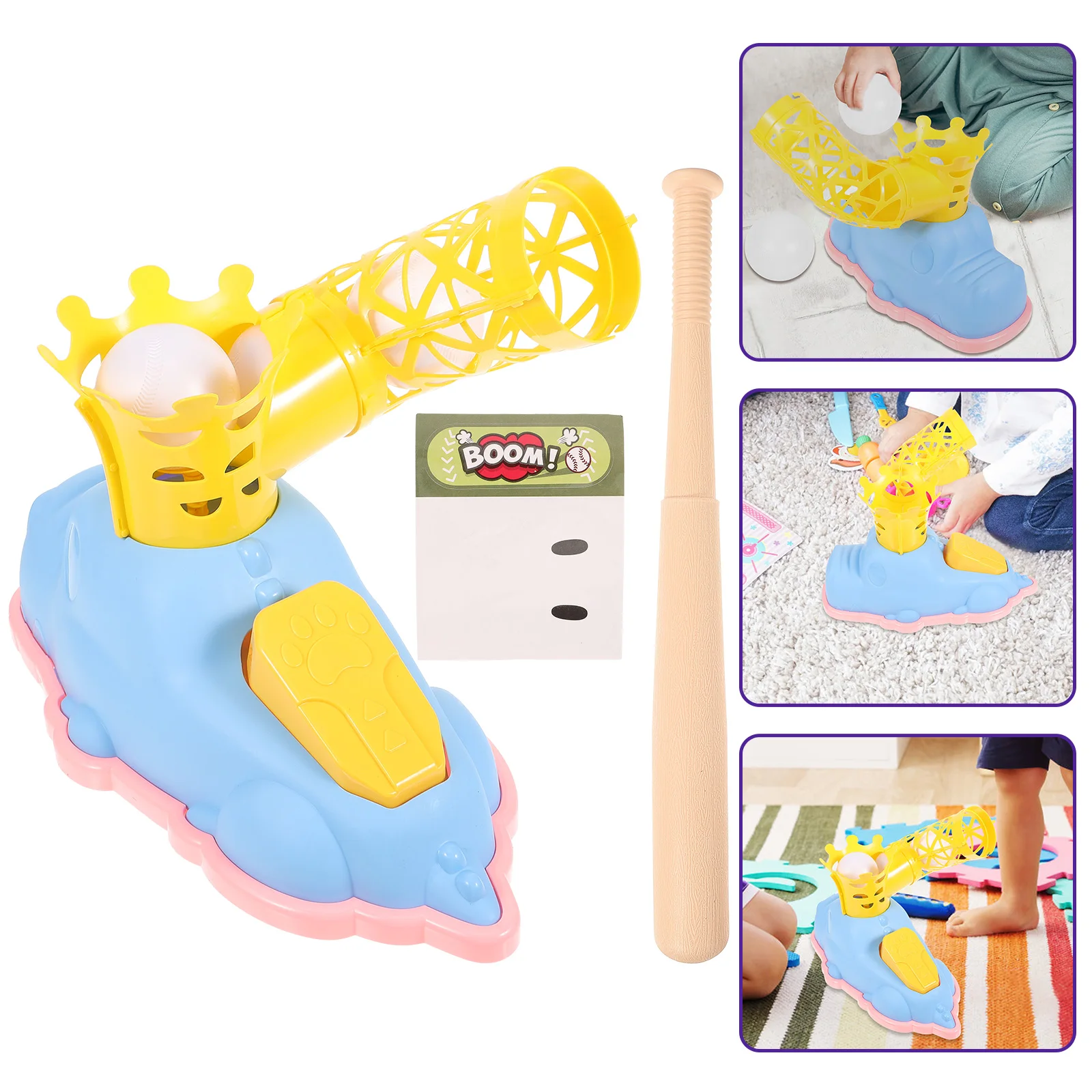 

3pcs Foot Powered Baseball Launcher Toy for Kids Outdoor Sports Play Plastic Baseballs Kit Brain Hand Foot Coordination