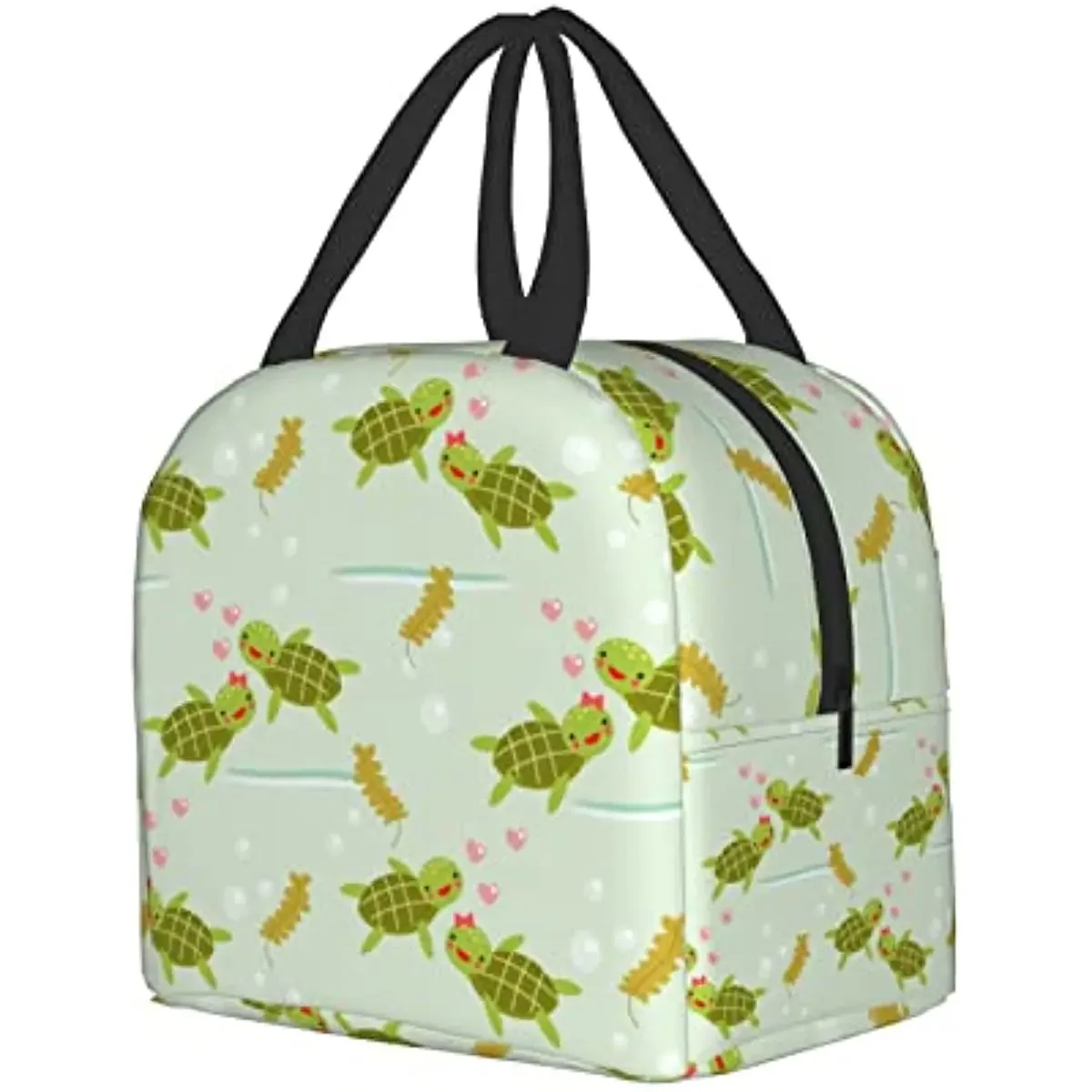 Cute Turtle In Love Insulated Lunch Bag Reusable Lunch Bags Freezable Tote Lunch Bag for Adult Kids