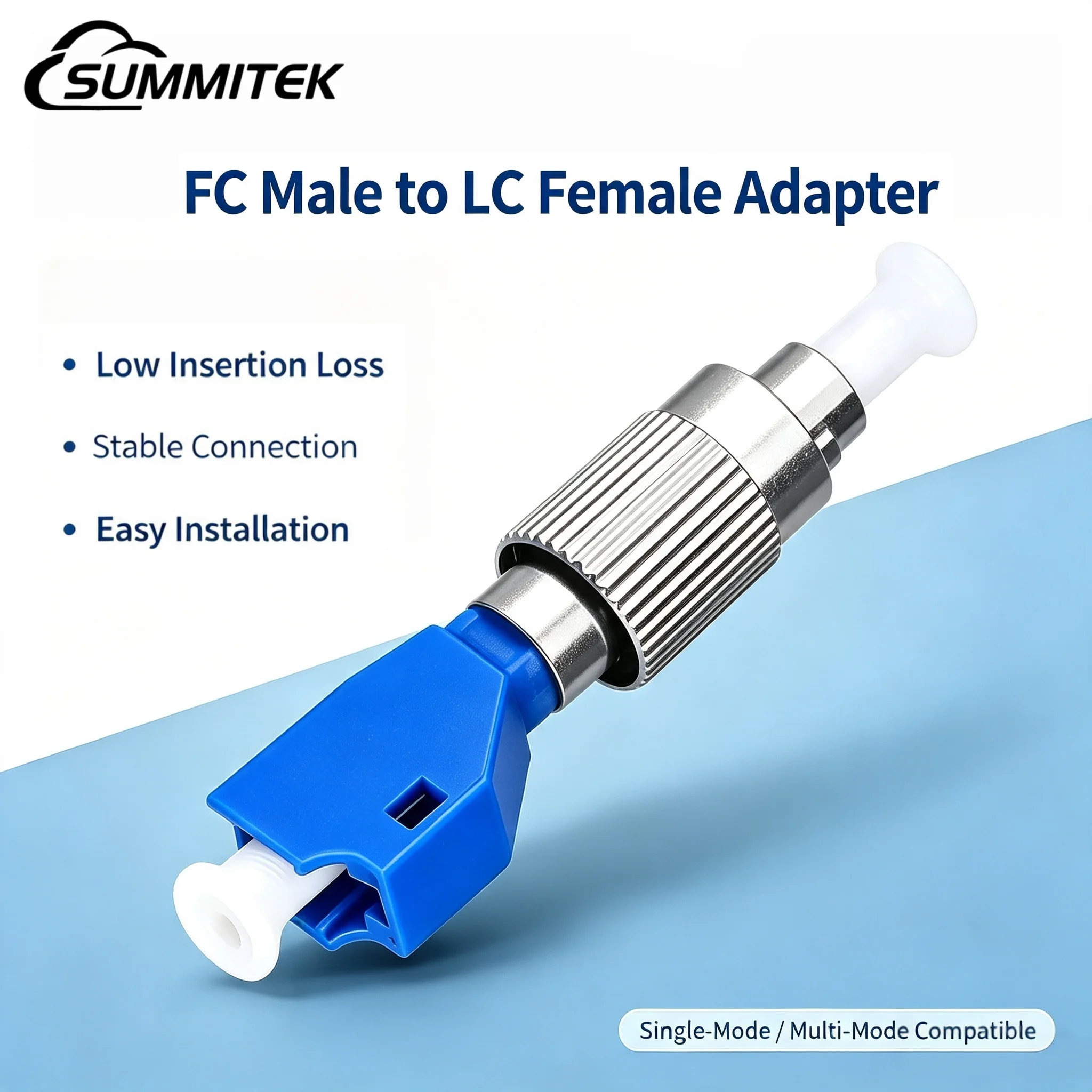 SUMMITEK FC UPC Male to LC UPC Female Fiber Optic Connector Single Mode Adapter for Red Light Pen Optic Power Meter Pigtail FTTH