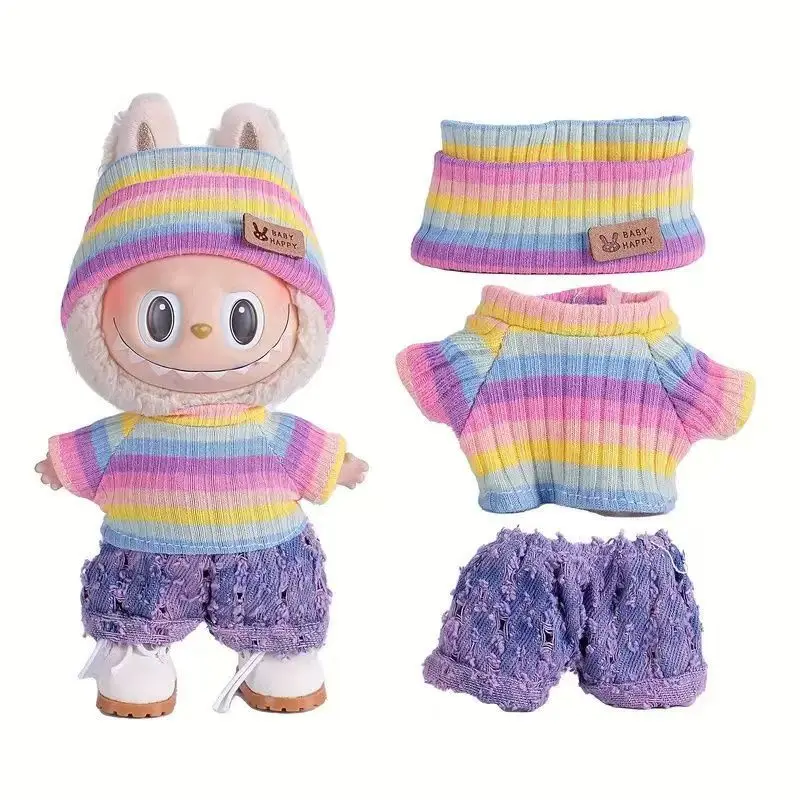 Modische Kleidung für 17 cm Labubu, 6,7 Zoll Puppenkleidung, Puppen und Accessoires, niedliche Dekoration, kleine Tücher (nicht Puppe)