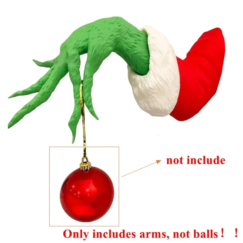 Christmas Thief Hand Wall Decor Green Monster Arm Ornament Xmas Indoor Wall Mounted Decoration Holiday Party Home Decor