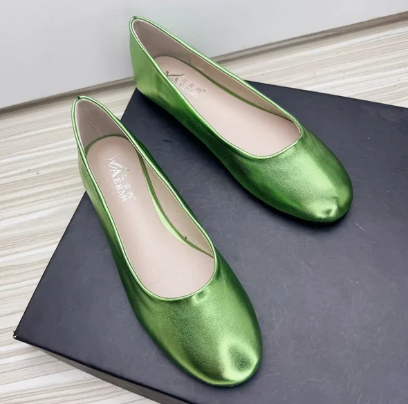 Women Plus Size 45 46 47 48 Wide Fitting Round Toe Ballet Flats Soft Shoes  High Quality PU Novelty Slip-On Green Green Chaussure - AliExpress 322
