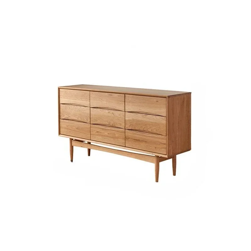 

Nordic all solid wood black walnut nine chest side cabinet multi-functional locker cherry wood bedroom entrance locker